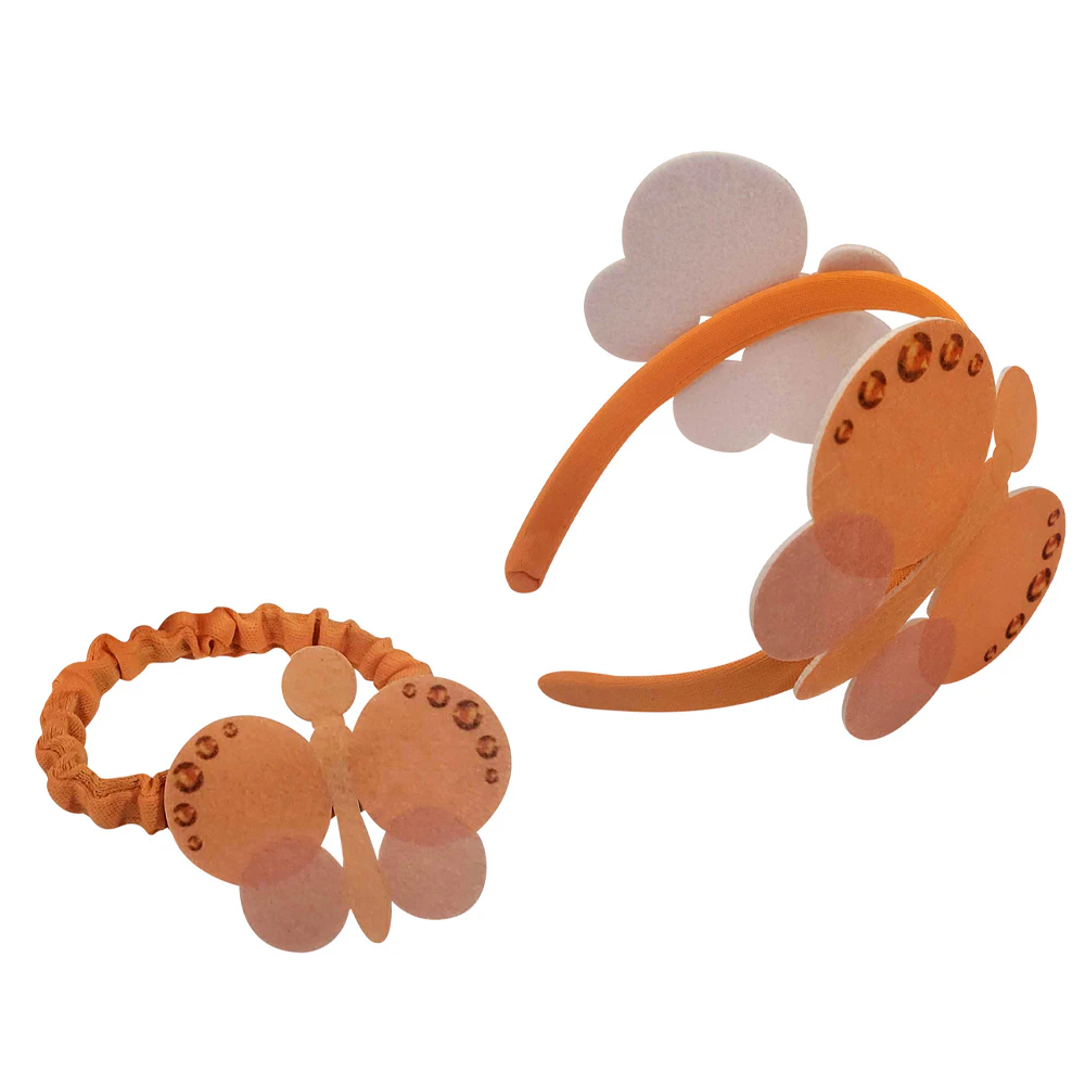 2x Emma Memma Butterfly Headband & Wristlet Dress Up Costume Accessory Orange