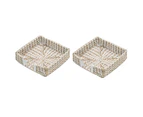 2x Ladelle Seagrass Woven Handcrafted Napkin/Serviette Holder/Rack 20x20cm White