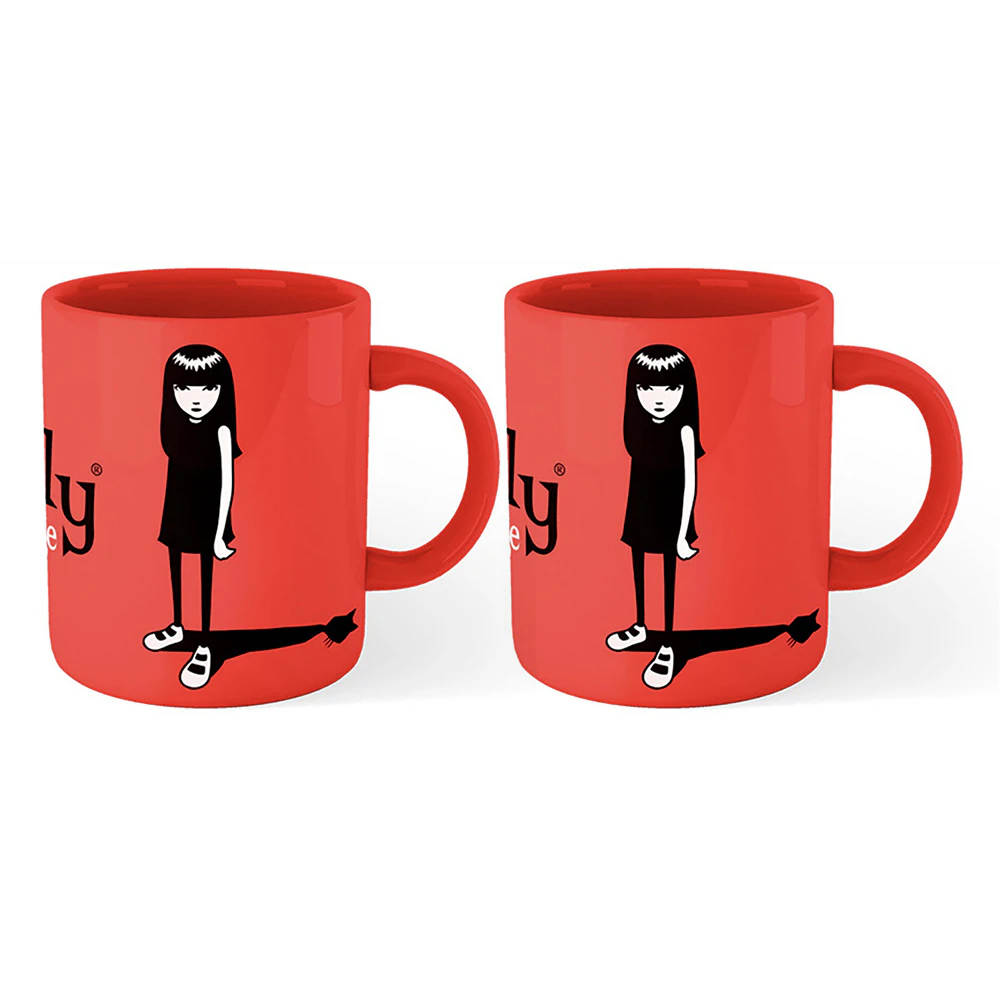 2x Emily The Strange Cat Shadow Red Coloured Themed Coffee Mug Drink cup 300ml