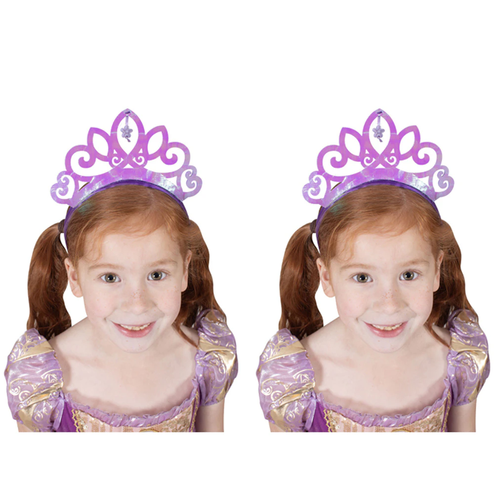 2x Disney Princess Rapunzel Iridescent Tiara Kids Head Band Costume Accessory