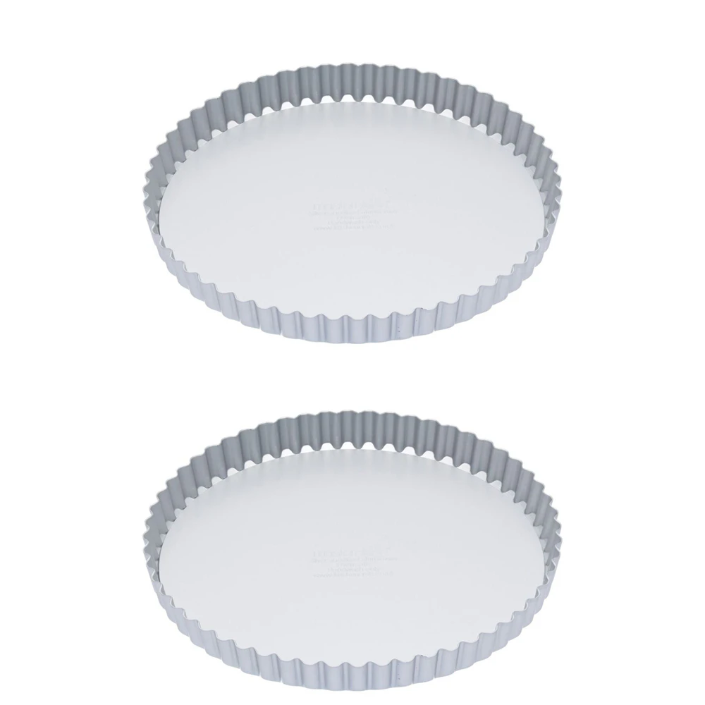 2x Mastercraft 23cm Anodised Round Flan/Quiche/Tart Tin Kitchen Baking Tray SLVR