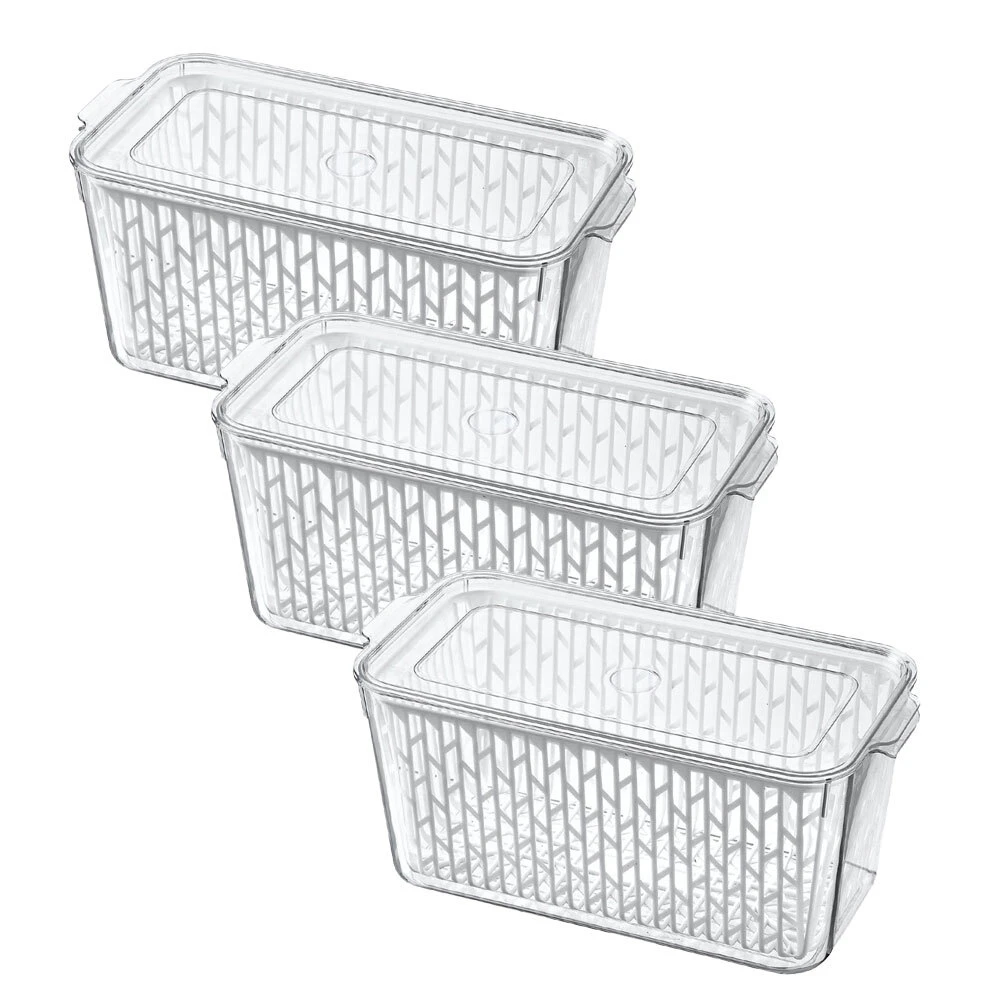 3x Kemasi Clear Fresh Produce Fridge/Freezer Safe Food Storage Medium 33x15cm