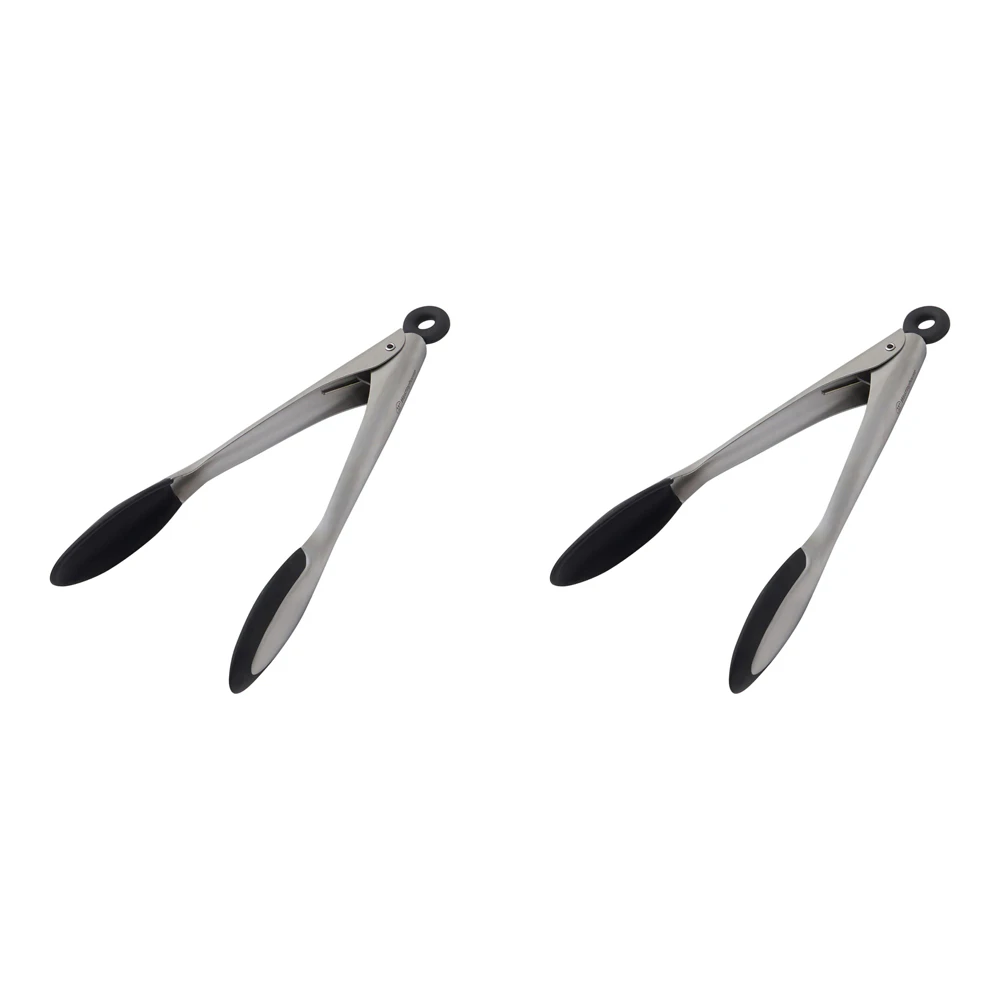 2PK Westinghouse 12"/30cm Tongs Black Soft Grip Stainless Steel Kitchen Gadget