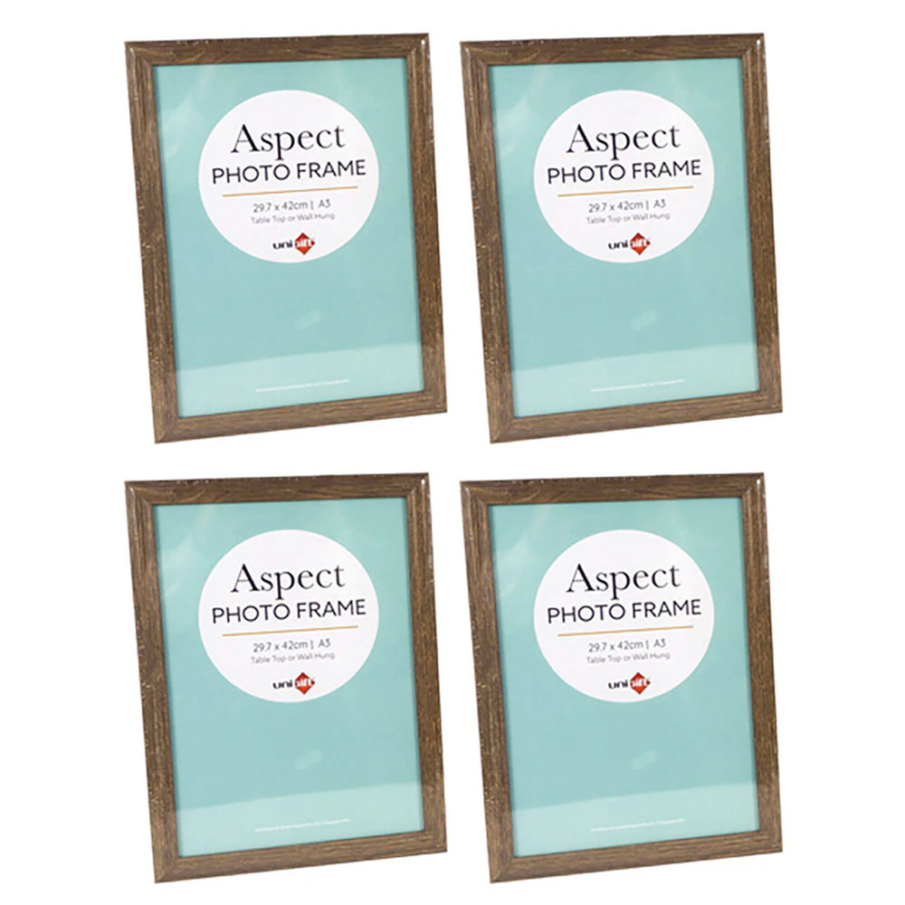 4x Unigift Aspect MDF/Glass A3 Picture/Photo Frame Wall Hanging/Stand Assorted