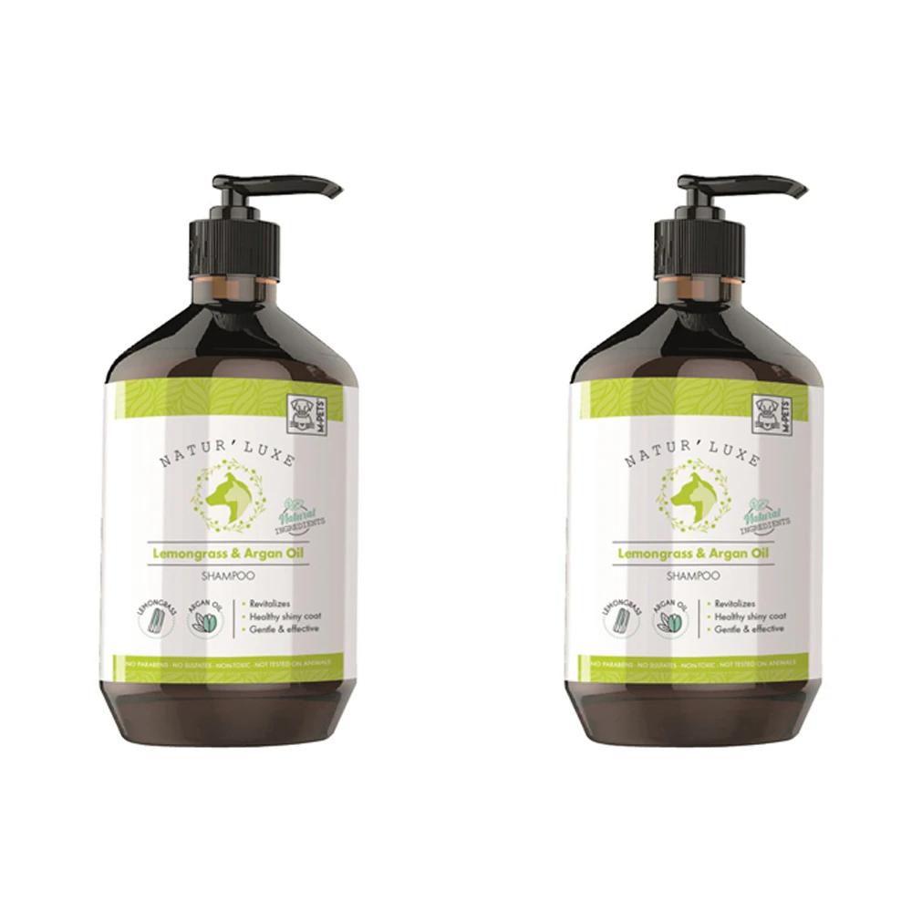 2x M-Pets 500ml Natur'Luxe Lemongrass & Argan Oil Dog Shampoo Pet Bath/Grooming