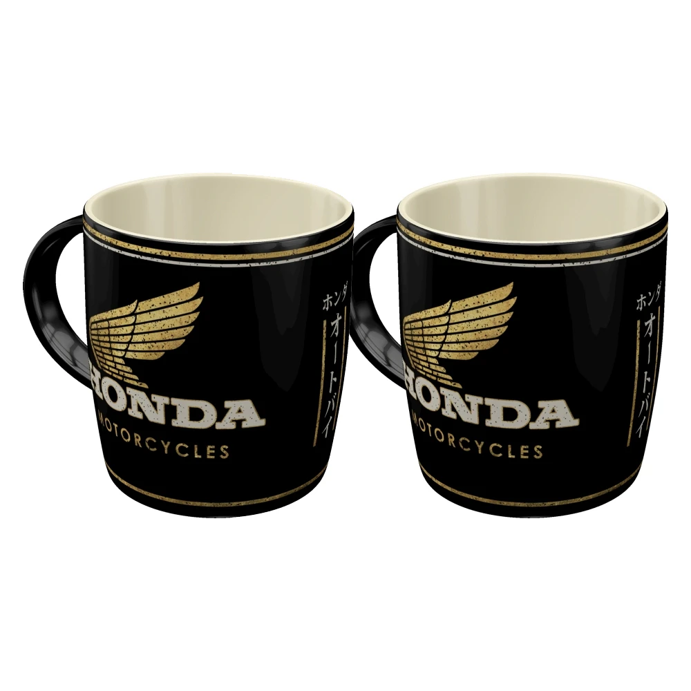 2x Nostalgic Art Ceramic Mug Honda MC Motorcycles Coffee/Tea Cup Drinkware Black