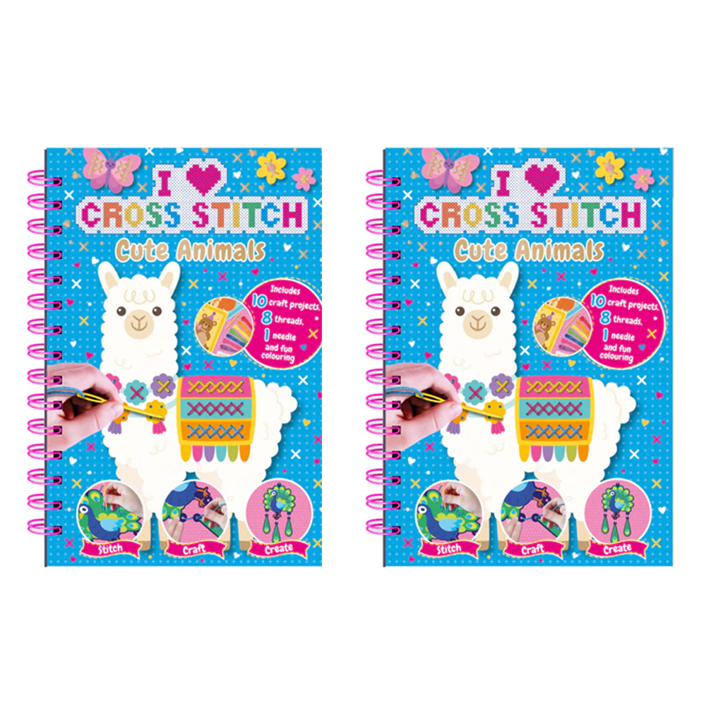 2x Bookoli I Love Cross Stitch Cute Animals Kids/Children DIY Craft Activity Kit