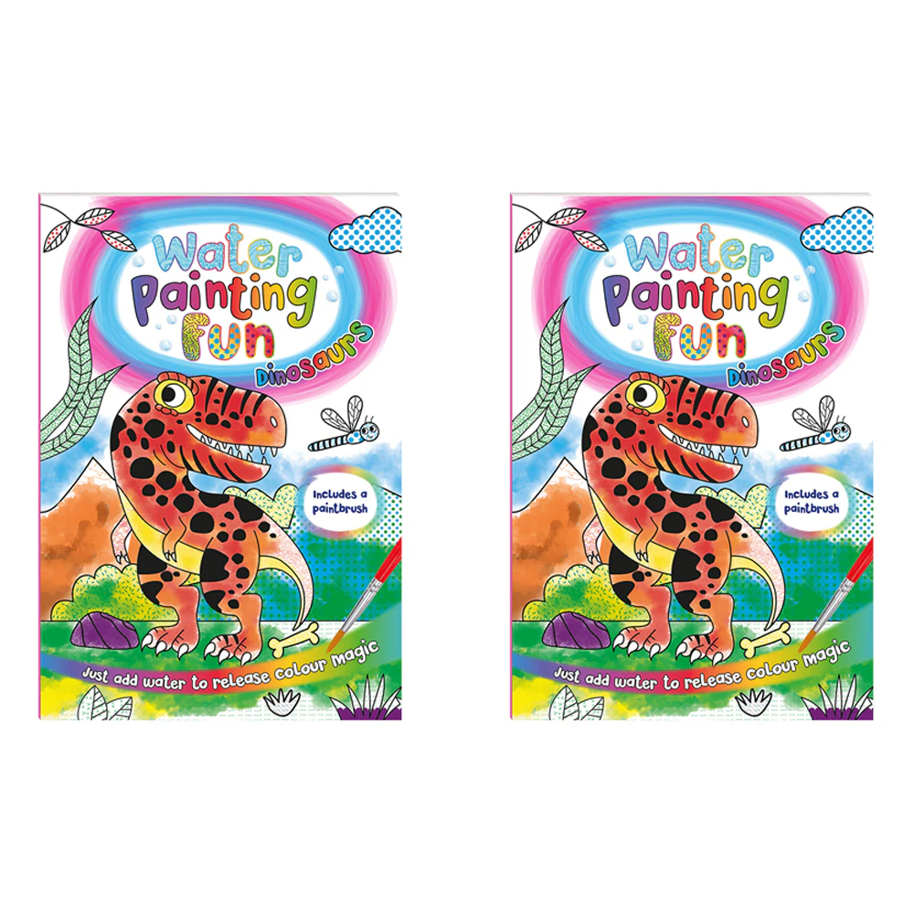 2x Bookoli Water Painting Fun Dinosaurs Childrens Activity Book Art/Craft