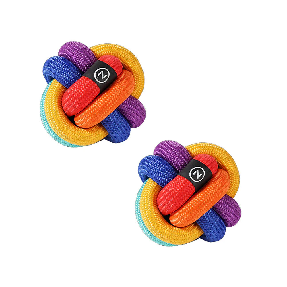 2x Pawzcity Rainbow Dare To Love 8cm Interactive Rope Ball Cat/Dog Fetch Toy