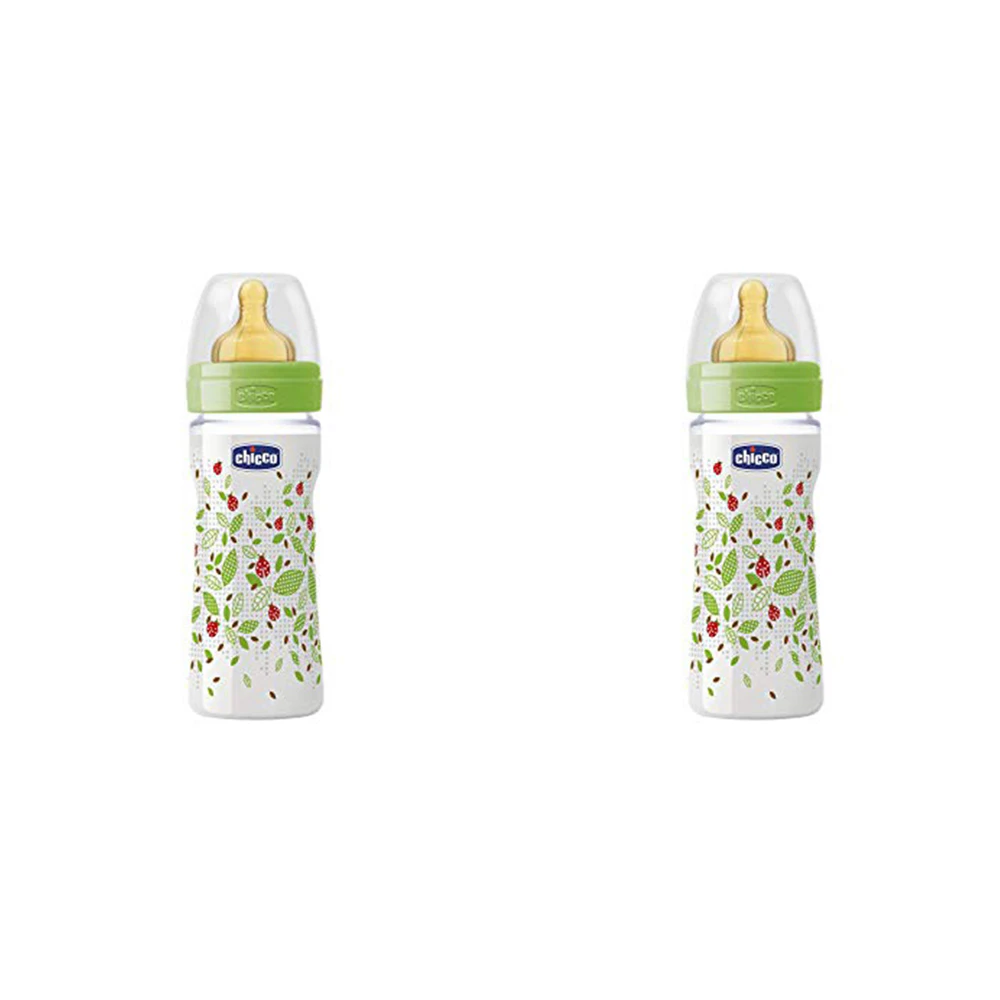 2x Chicco Nursing Baby Well-Being 250ml Feeding Bottle/Anti Colic Teat 2m+