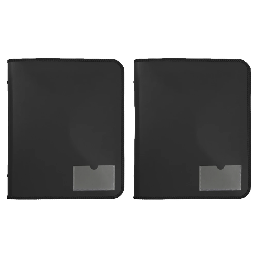 2x Marbig 2 D-Ring A4 Zipper Binder 25mm w/ Tech Case File Document Holder Black