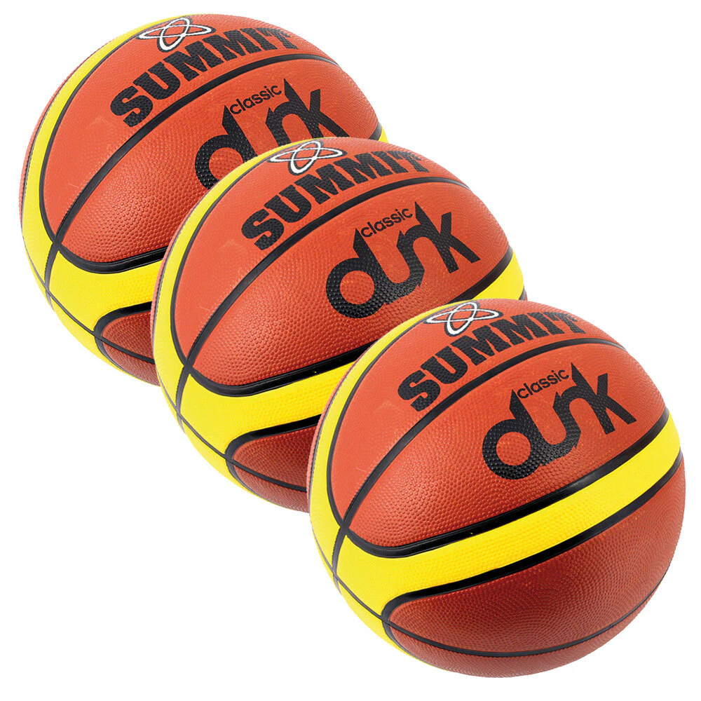 3x Summit Size 3 Classic Dunk Basketball Indoor/Outdoor Sport Rubber Ball Brown