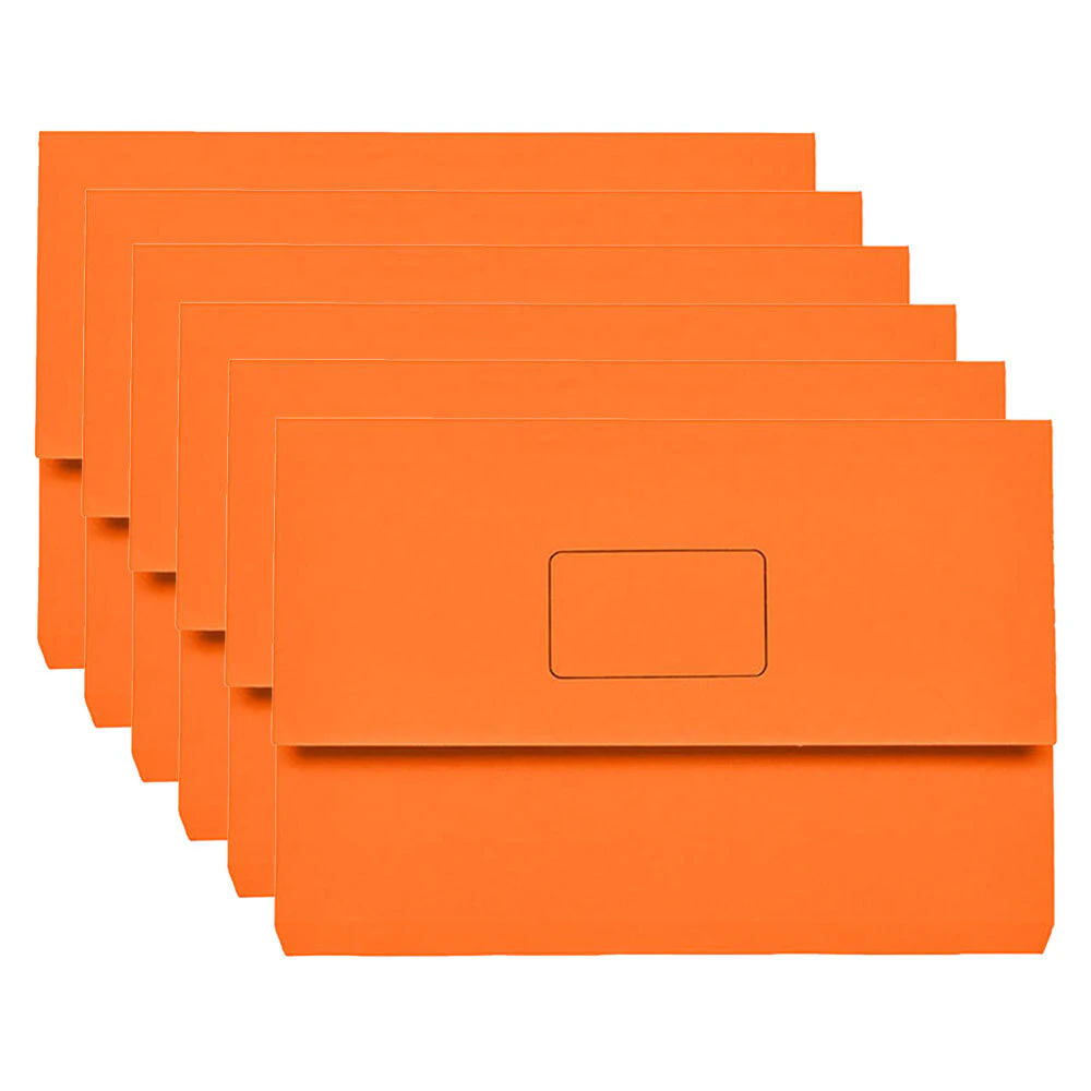 15PK Marbig Slimpick Foolscap Document Wallet Holder Stationery Storage Orange