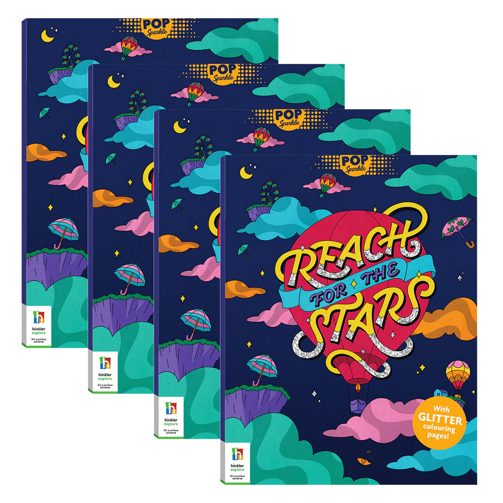 4x Kaleidoscope Pop Sparkle: Reach for the Stars Kids Colouring Book Craft 8y+