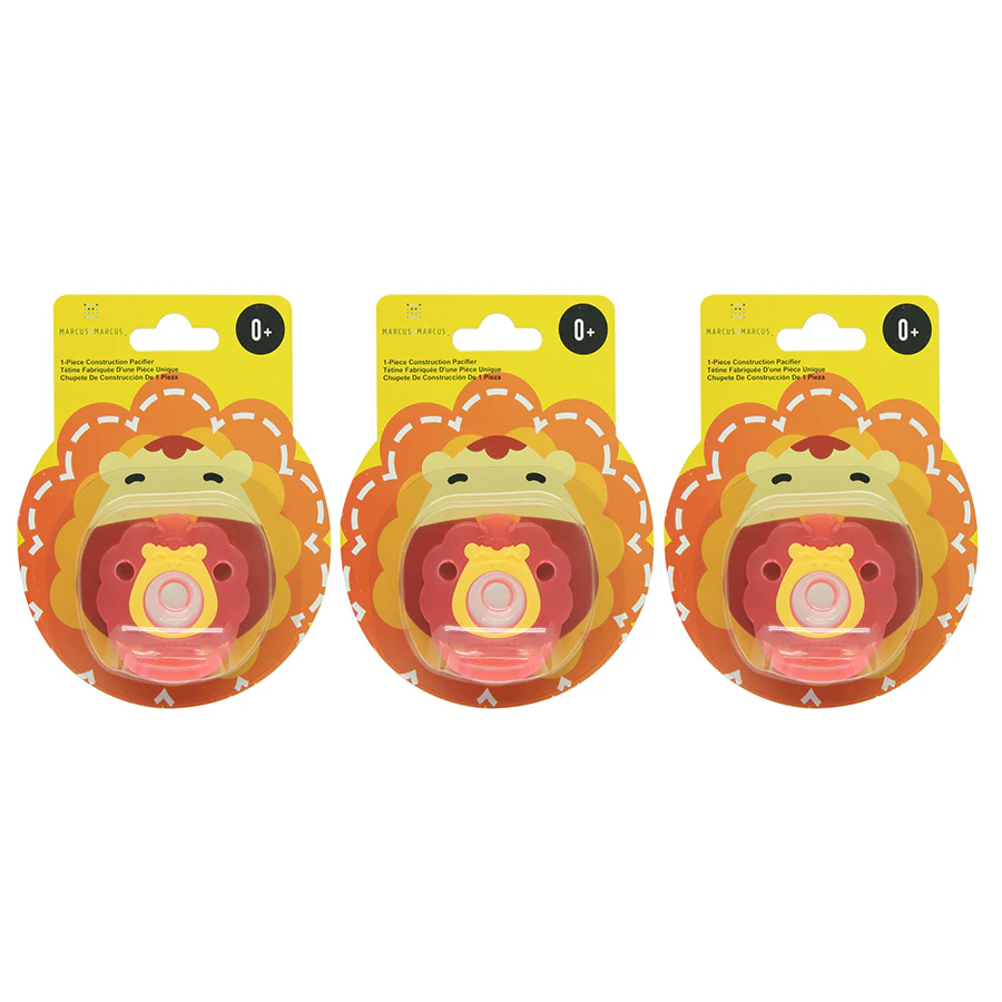 3x Marcus & Marcus Baby Marcus Lion 5.5cm Silicone Pacifier Dummy Soother 0+ Red