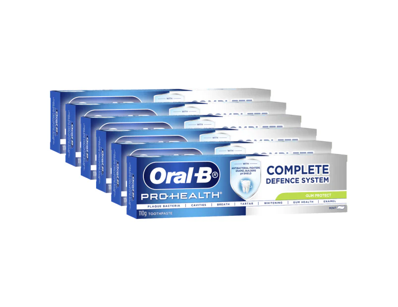 6x Oral B 110g Pro Health Complete Defence System Gum Protect Toothpaste Mint