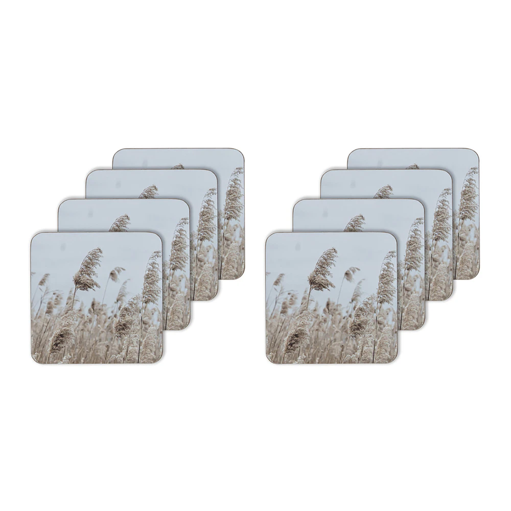 8pc Ladelle Hardboard Cork Backed Wheat Drink/Beverage Coasters 10x10cm