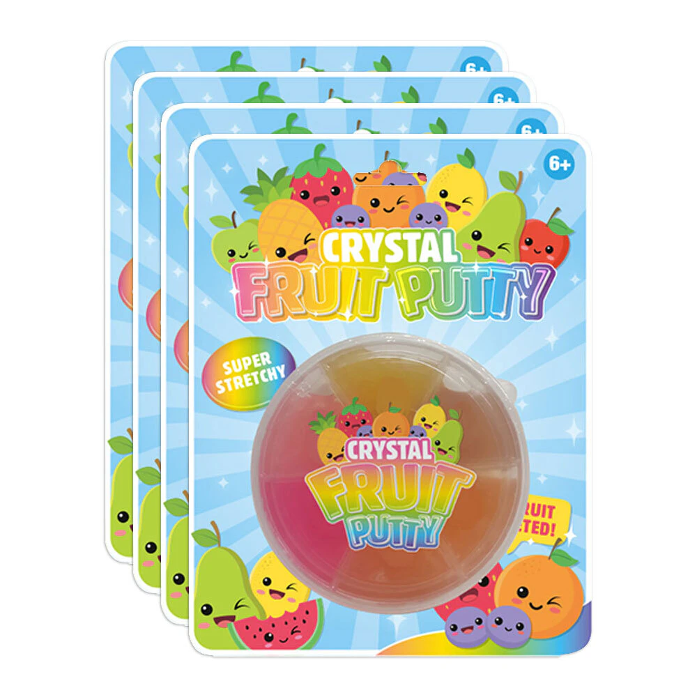 4x Bensons Crystal Fruit Putty Kids/Childrens Sensory Squishy Slime Toy 6y+