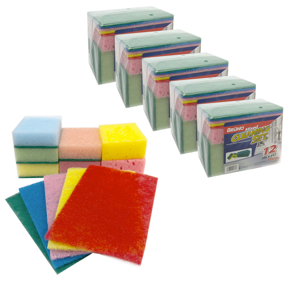 72pc Bruno Mixed Home Maintenance/Cleaning Sponge Scourer Set Assorted Colour