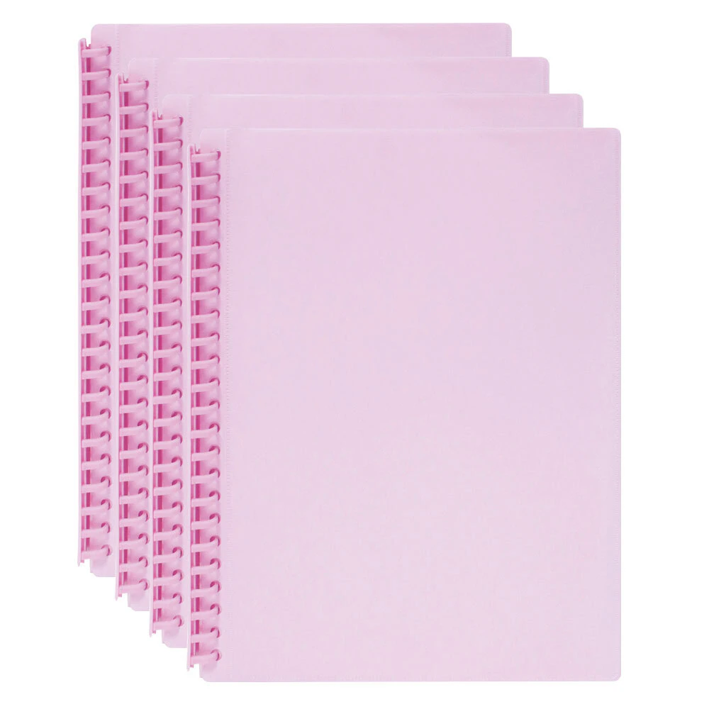 4PK Marbig 20-Pocket A4 Refillable Document Display Book w/Insert Cover - Pink