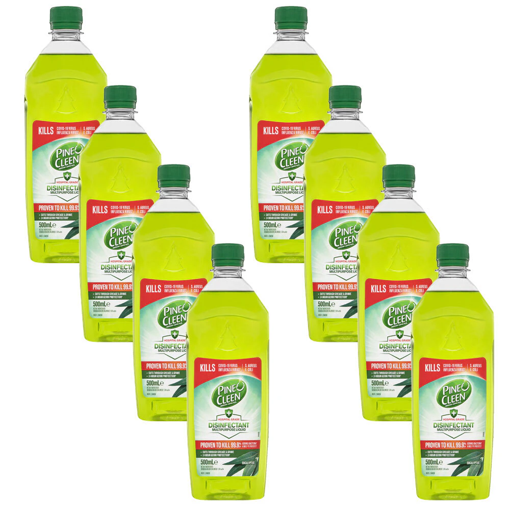 8 x Pine O Cleen Home Disinfectant Anti-Bacterial Cleaner Eucalyptus 500ml