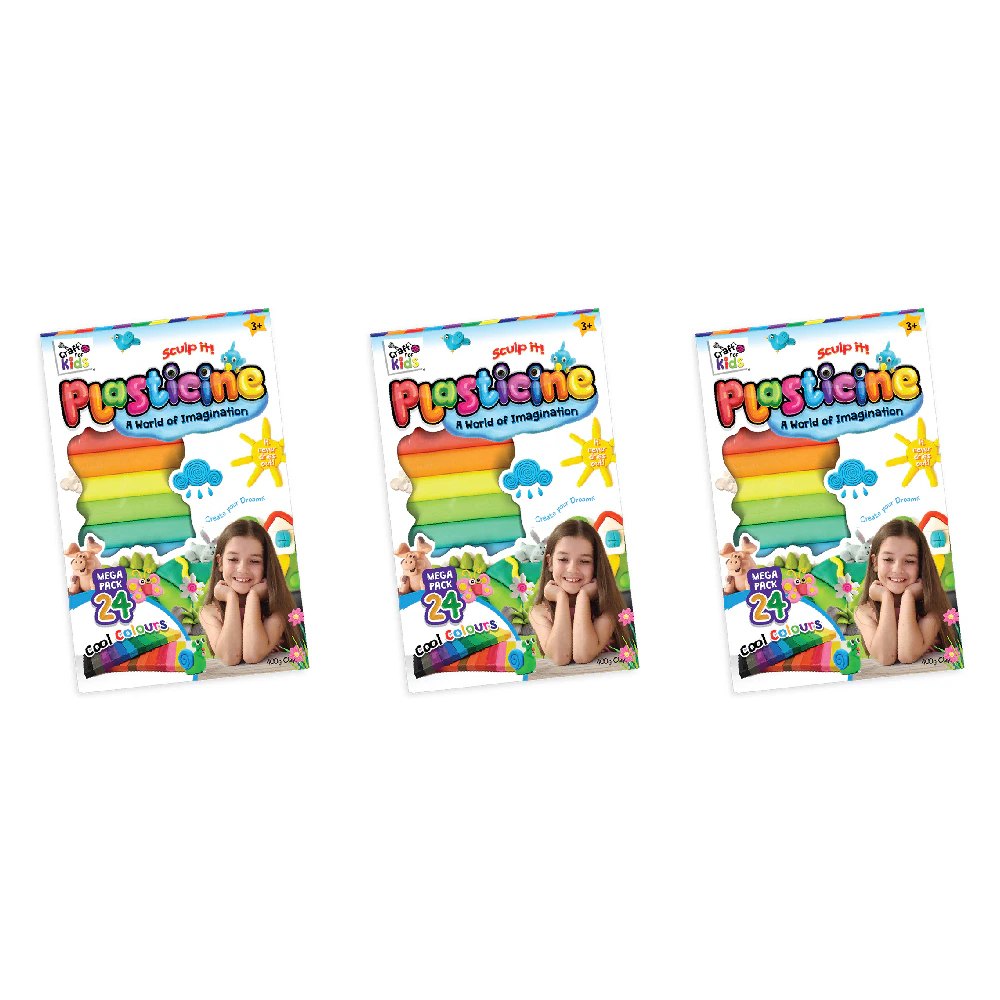 3x 24PK Craft For Kids Plasticine 400g Mega Pack 24-Colour Clay Art Craft Toy 3+