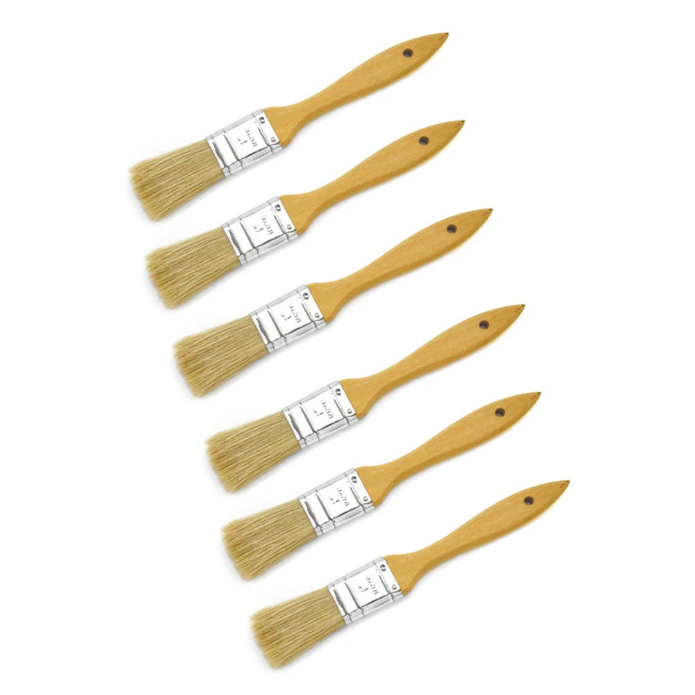 6x Cuisena Food Pastry Basting Brush Small w/Wooden Handle Cooking Utensil Beige