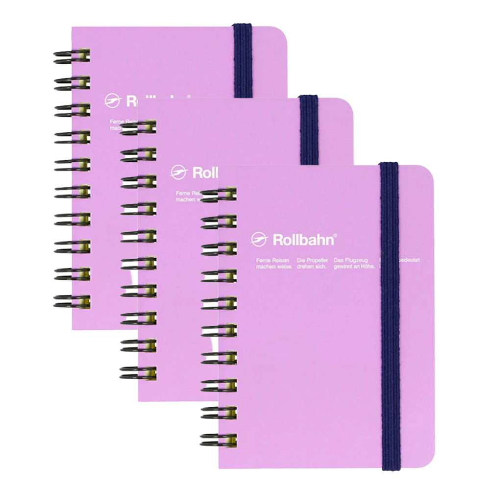 3x Delfonics Rollbahn Med Spiral Bound Grid Notebook Paper 120 Pages Light PRPL