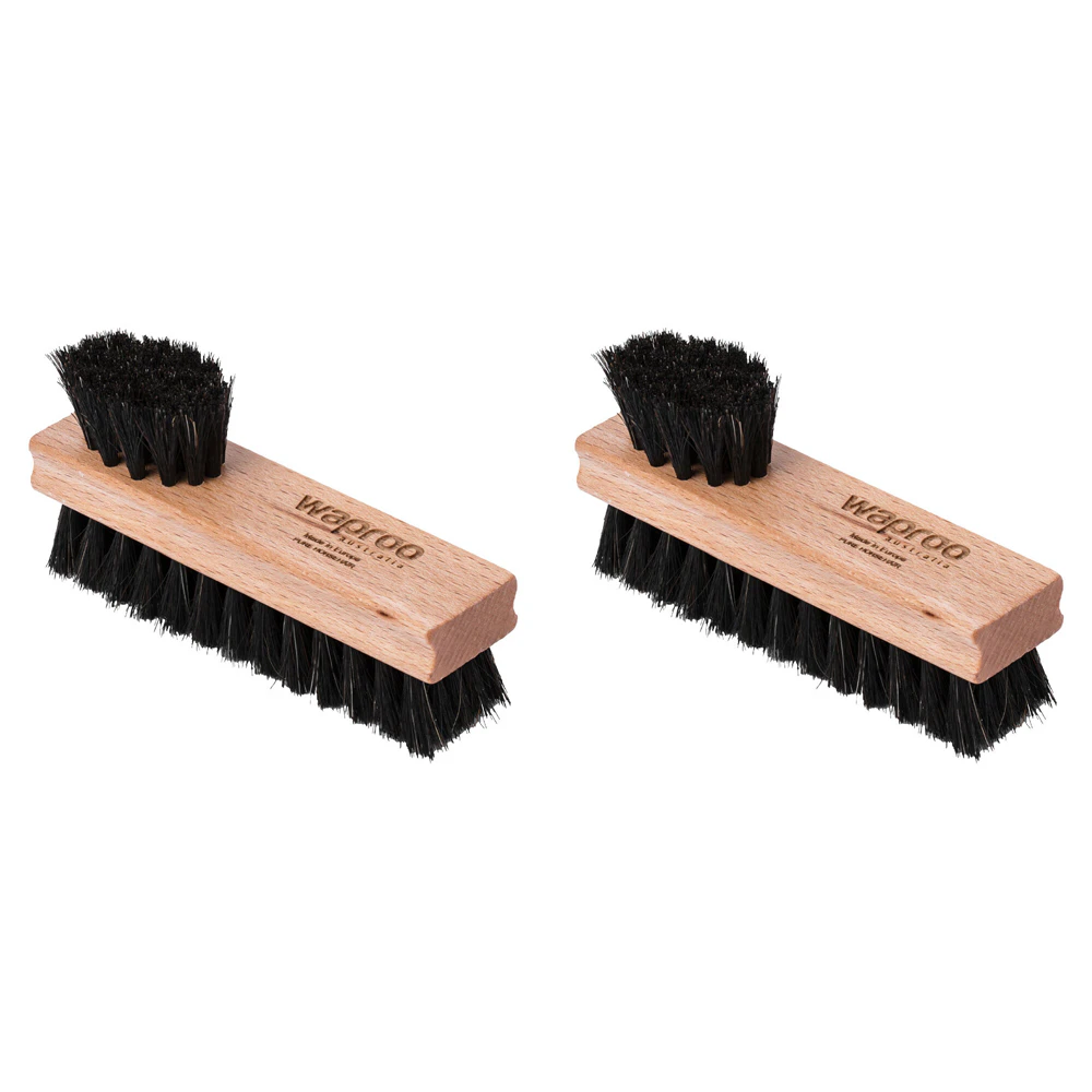 2PK Waproo Kombi Double Sided Bristle Shoe/Boot Polish & Cleaning Brush Black