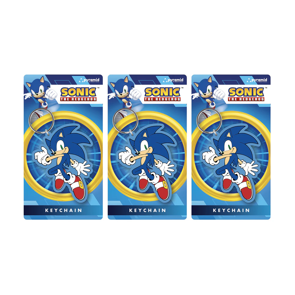 3x Sonic The Hedgehog Videogame/Cartoon Gaming Themed Jump Keyring/Keychain