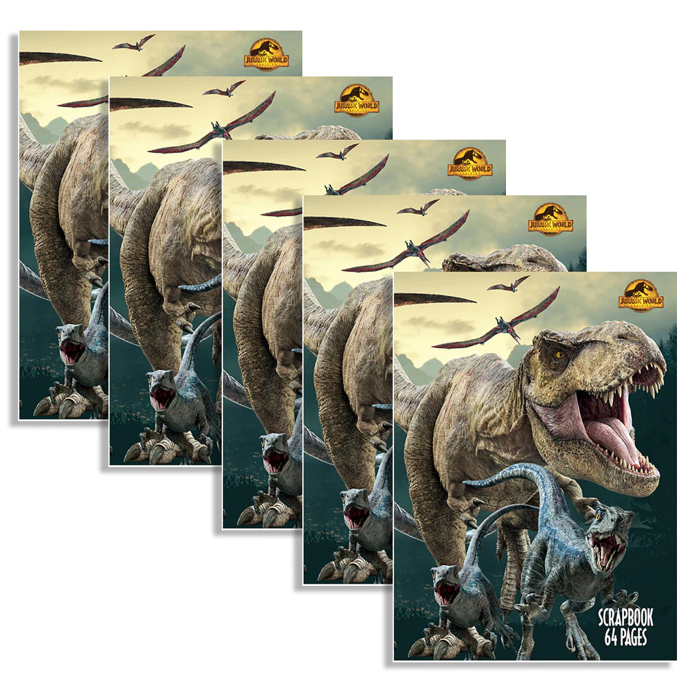 5x Jurassic World 3 Scrap Book Kids/Children Draw/Colour Learning Fun Activity