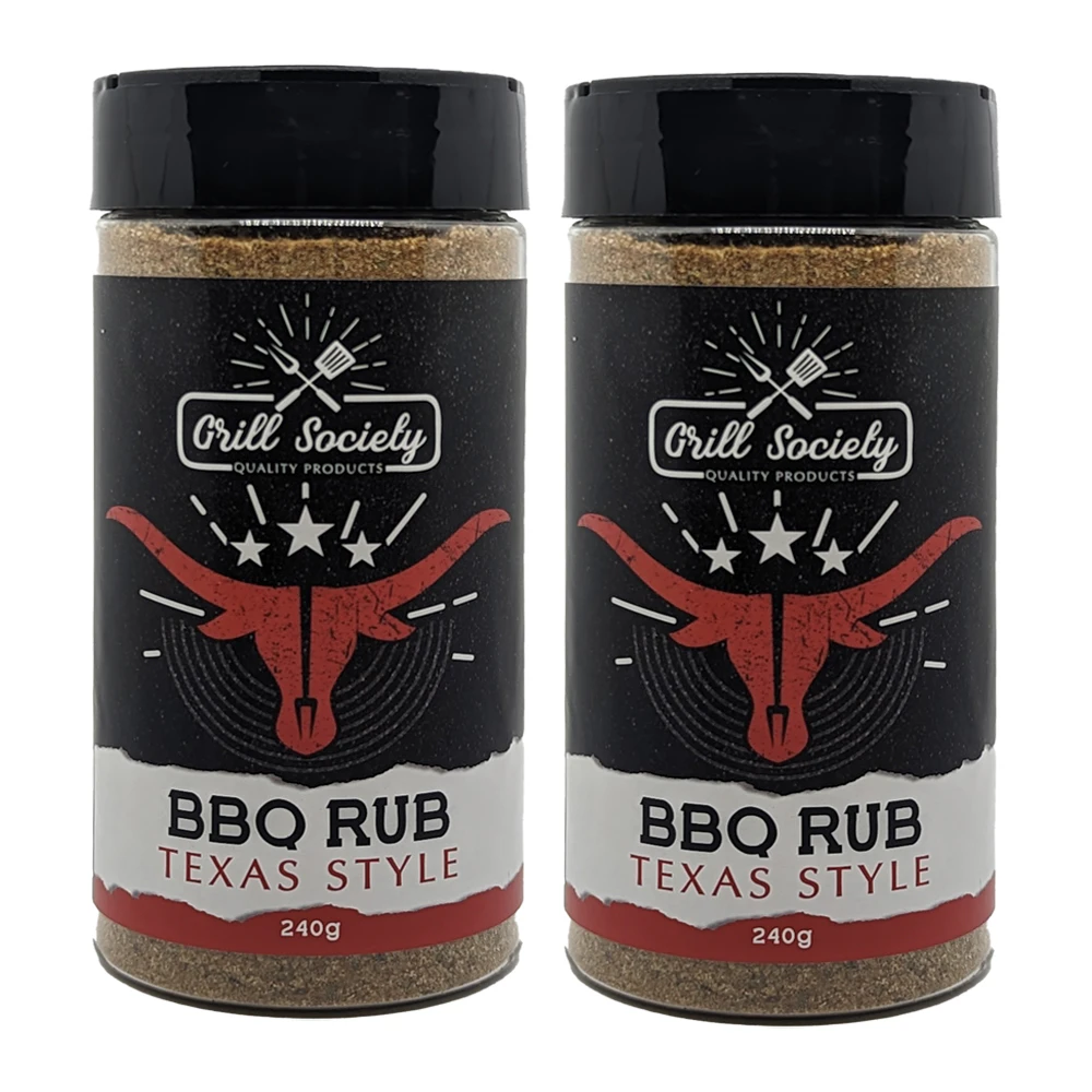 2x Grill Society Texas Style Barbeque/Grill Spice Rub BBQ Gourmet Seasoning