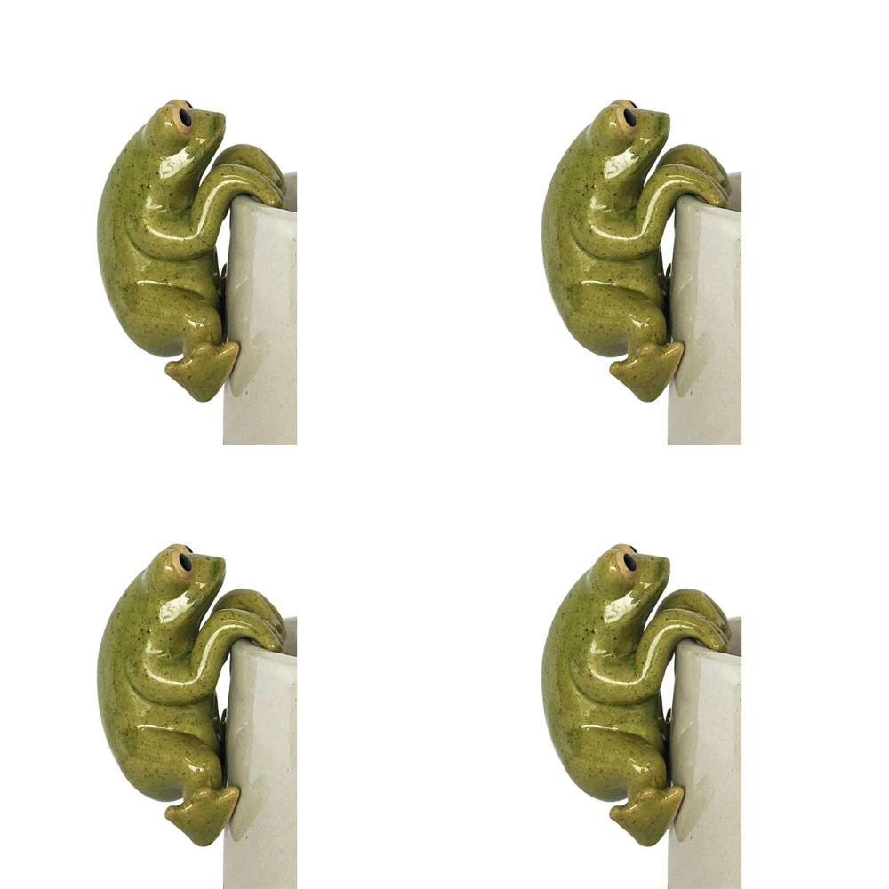 4x Urban 8cm Ceramic Frog Pot Planter Hanger Animal Figurine Ornament Decor Asst