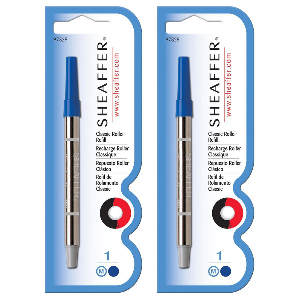 2x Sheaffer Roller Ball Pen Ink Refill Ballpen Cartridge Classic Single Med Blue