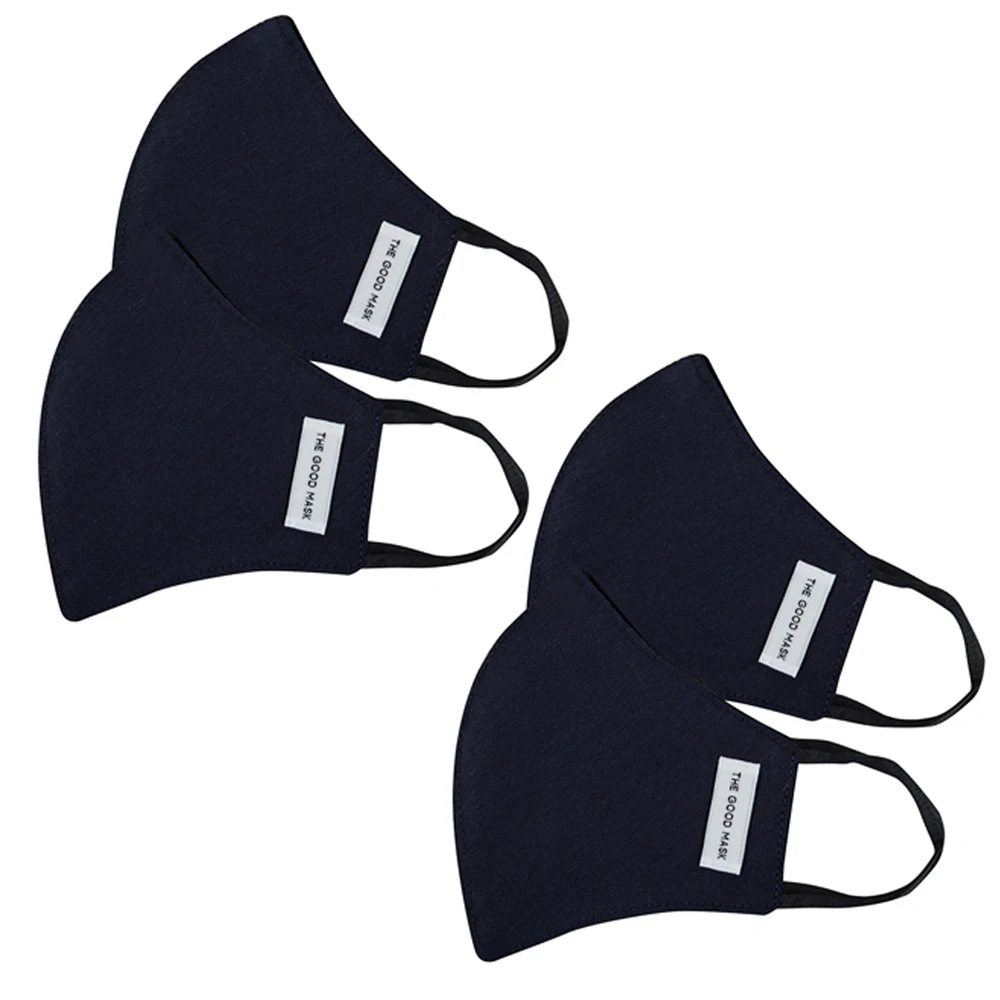 4PK The Good Brand Kids Cotton Reusable Breathable Cloth Face Mask Navy 4-7y