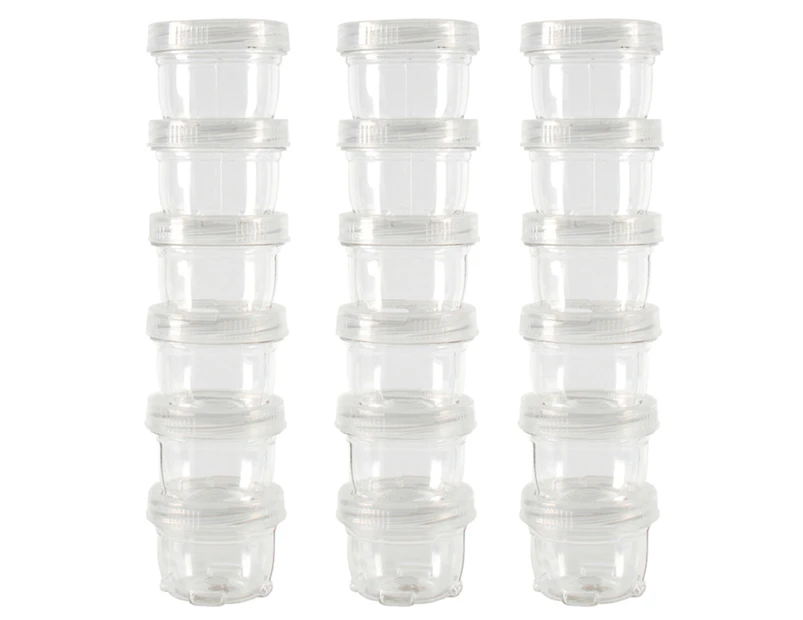 3x 6pc Urban Kitchen 45ml Plastic Containers Twist Stackable Food Storage CLR