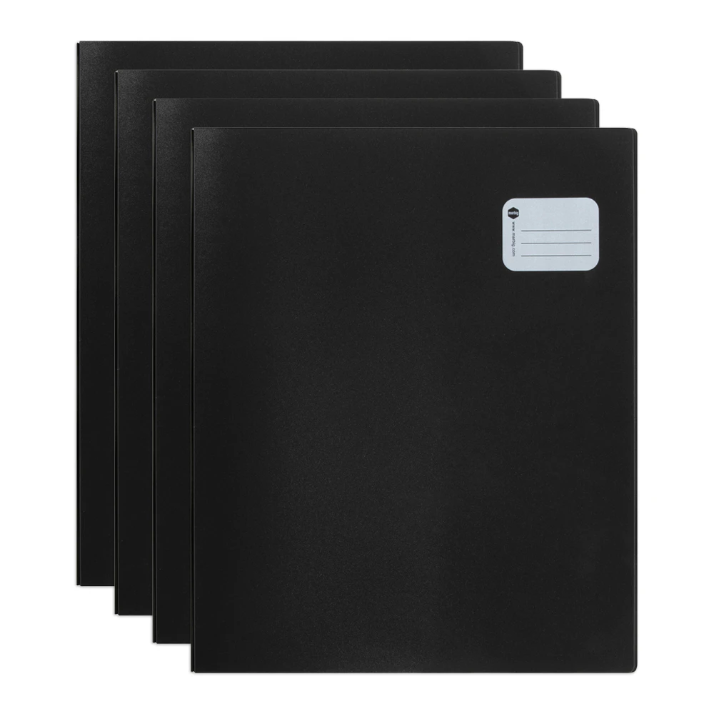 4PK Marbig Pro 20-Pocket Refillable Display Book Document Organiser Holder Black