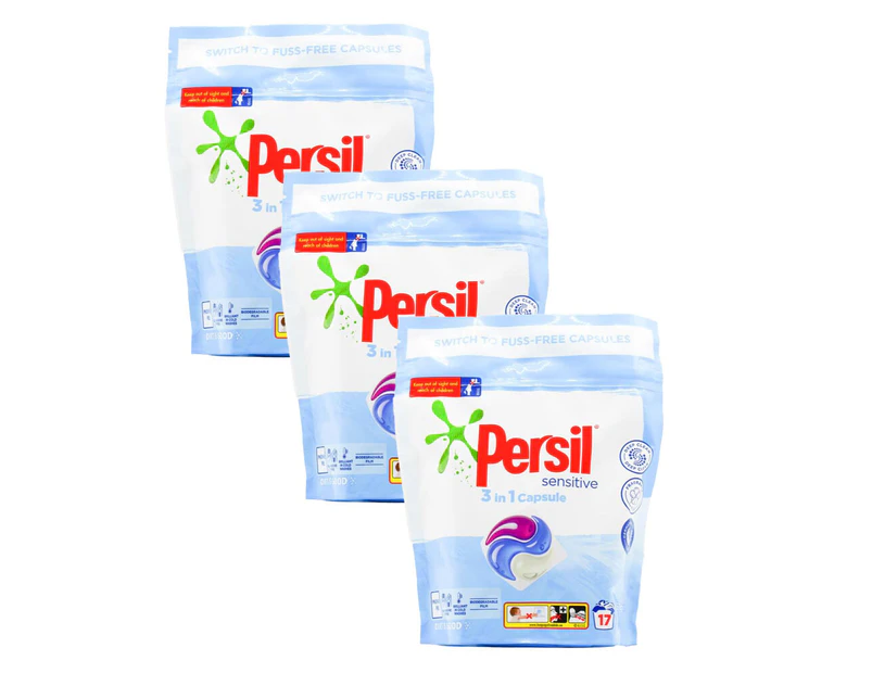 51pc Persil 3 in 1 Sensitive Laundry Liquid Stain Removal Cleaning Capsules