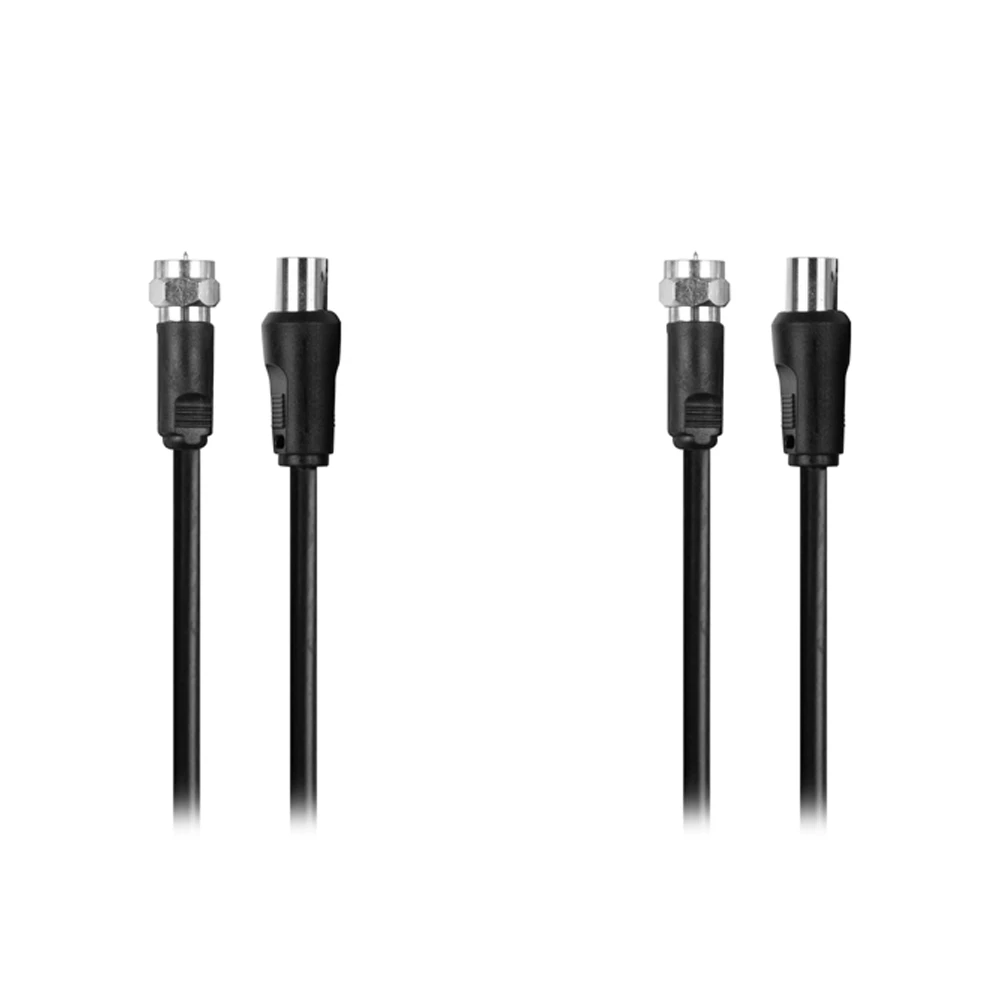 2x Crest 2m Dual Shield Male To Female TV Antenna Cable Coaxial For HDTV Black