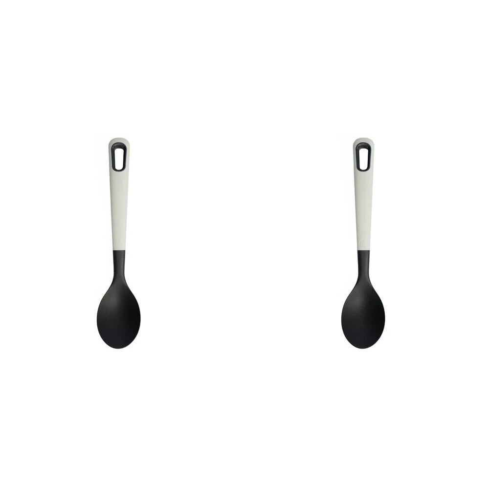 2x eKu Upcycle Soft Grip Kitchen Solid Cooking Spoon Stirrer - Caviar Black