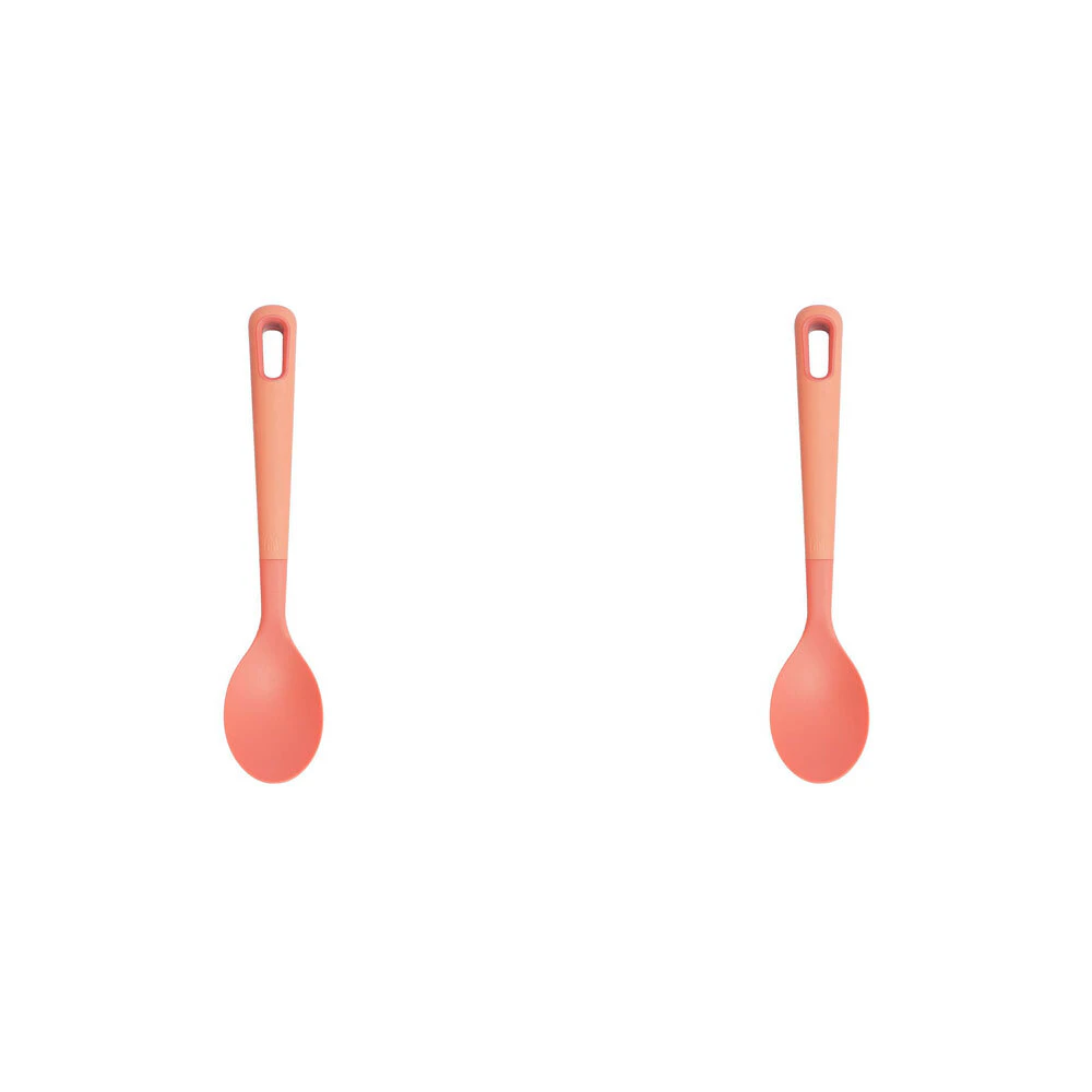 2x eKu Upcycle Soft Grip Kitchen Solid Cooking Spoon Stirrer - Salmon Pink