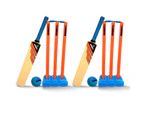 2PK Summit Junior Plastic Cricket Sport Kids Set w/Size 3 73cm Bat/ Stumps/ Ball