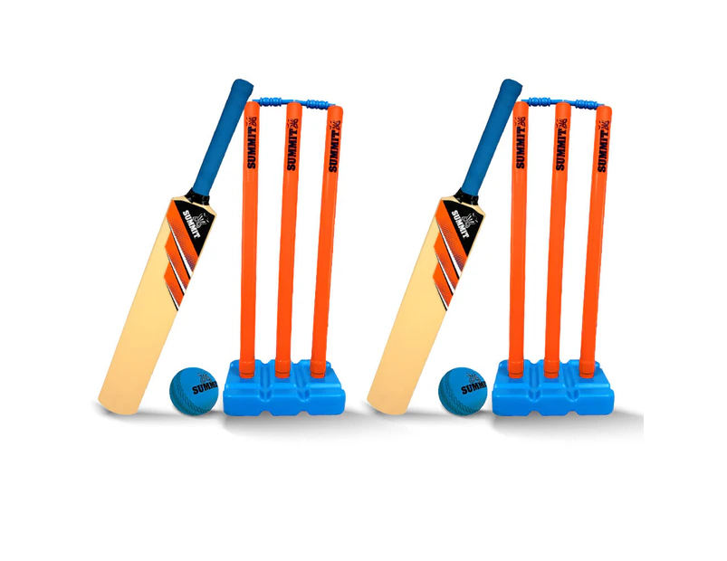 2PK Summit Junior Plastic Cricket Sport Kids Set w/Size 3 73cm Bat/ Stumps/ Ball