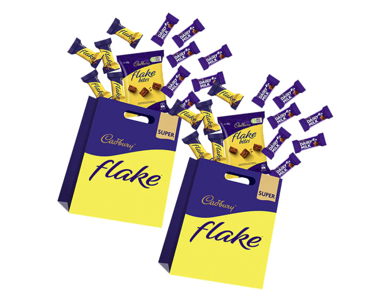 2PK Cadbury Flake Dairy Milk Chocolate Jumbo Family Sweets Superbag Showbag