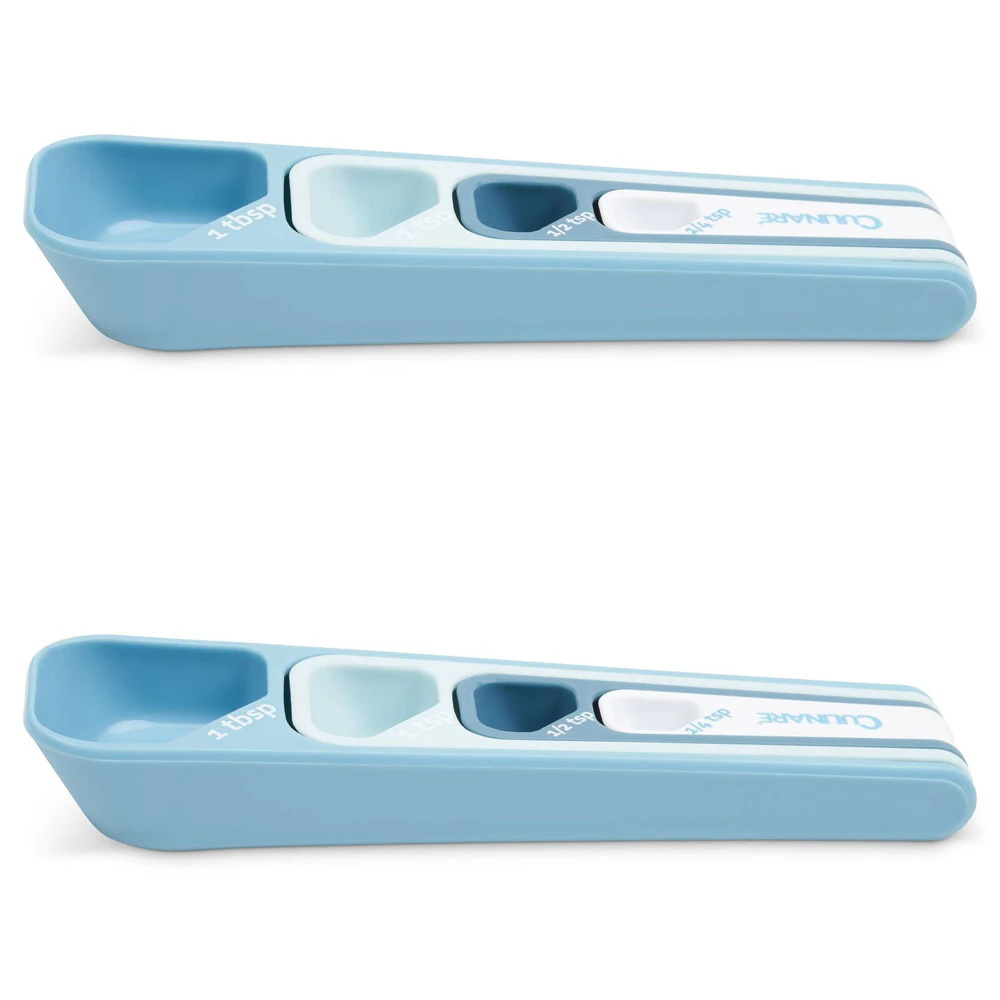 2x 4pc Culinare 16cm Plastic Measuring Spoons Liquid/Powder Baking/Kitchen Blue