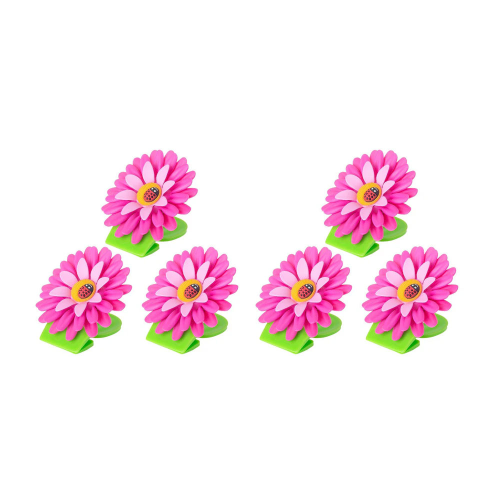 2x 3pc Vigar Flower Power 8cm Fridge/Refrigerator Magnetic Clip Home Decor Pink