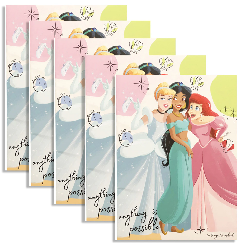 5x Disney Princess 64-Page Scrapbook Kids Art Blank Writing/Drawing Notebook