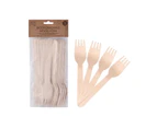 5x 18pc Eco Basics 16.5cm Biodegradable Birchwood Fork Disposable Cutlery Brown