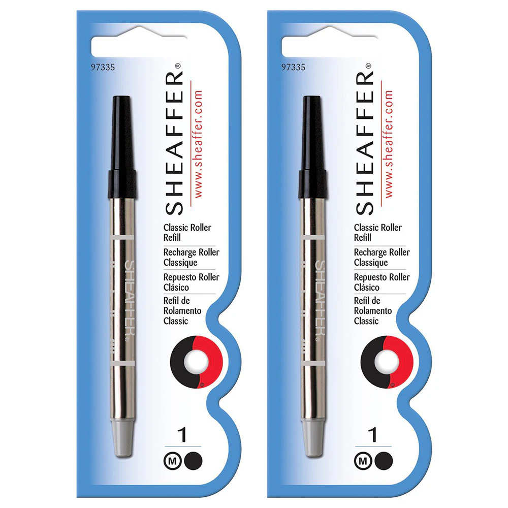 2x Sheaffer Medium Roller Ball Pen Refill Cartridge Office Single Classic Black