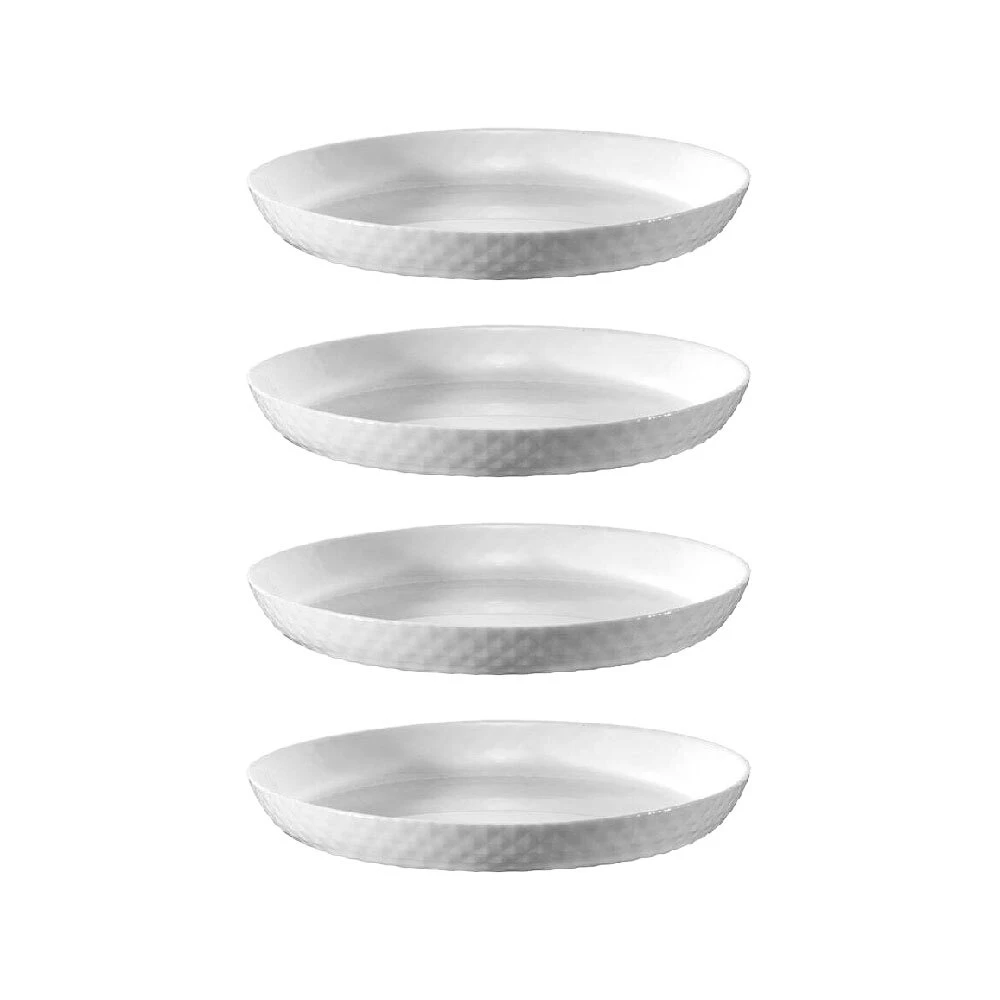 4PK Wiltshire Diamond White Glass Textured Dinnerware Glossy Side Plate 19cm